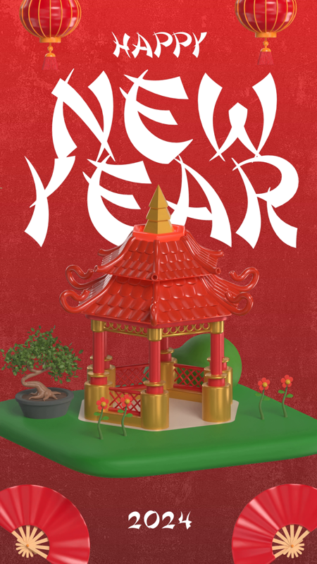 Chinese Lunar New Year Celebration 3D Card Envelope Design