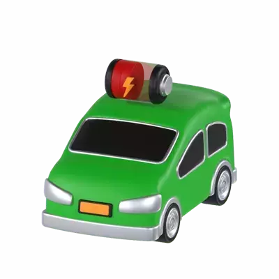 Low Battery Electric Car 3D Graphic