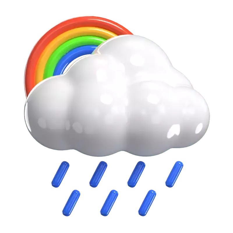 3D Drizzling With Rainbow Scene Mode 3D Graphic