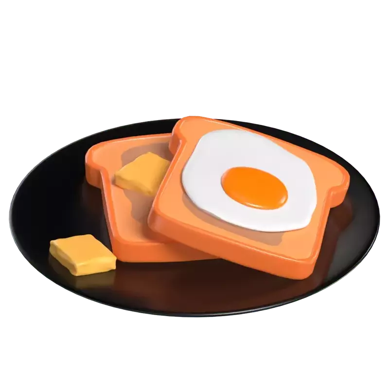 3D French Toast With Eggs And Butter 3D Graphic