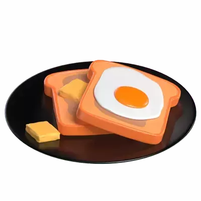 3D French Toast With Eggs And Butter 3D Graphic