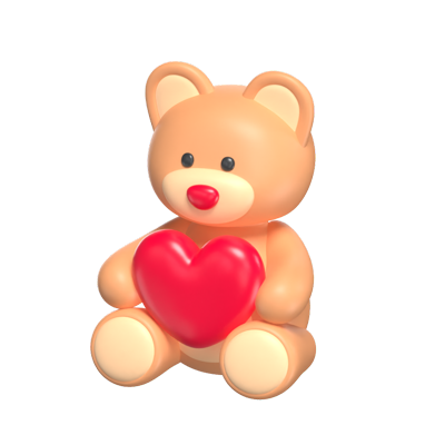 Bear With Heart 3D Illustration For Valentine's Day 3D Graphic