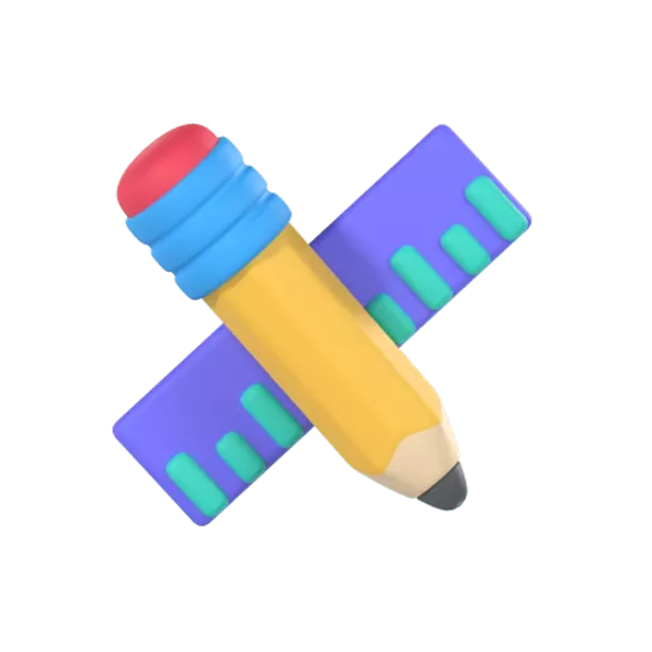 Pen And Ruler 3D Graphic