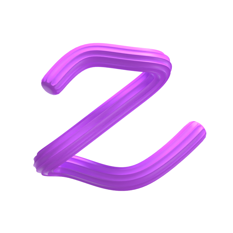 Z Letter 3D Shape Creamy Text