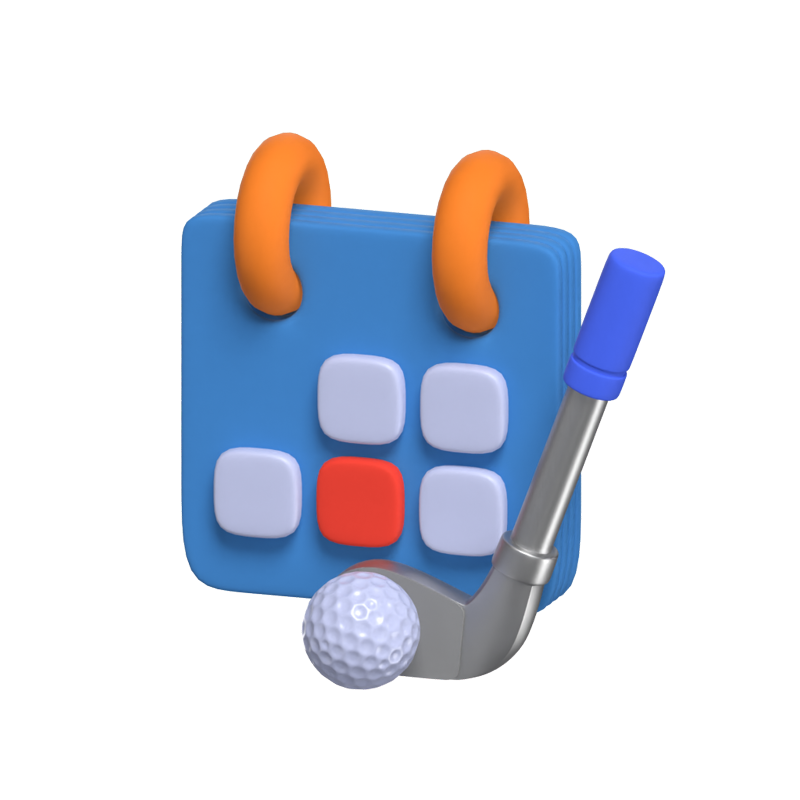 3D Golf Schedule Calendar 3D Graphic