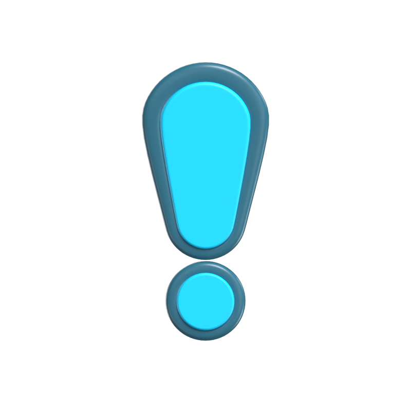 Exclamation Mark 3D Icon Model For Science 3D Graphic