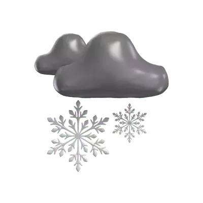 3D Winter Clouds With Falling Two Snowflakes 3D Graphic