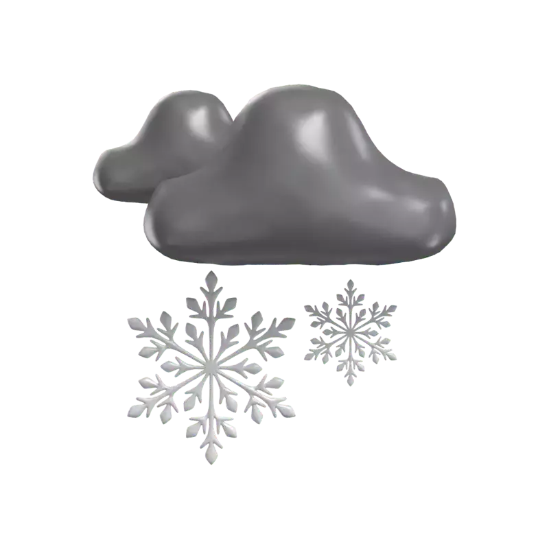3D Winter Clouds With Falling Two Snowflakes 3D Graphic