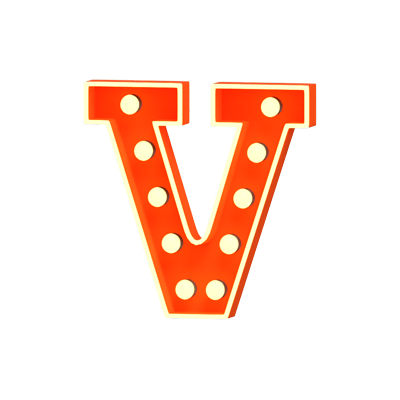 V Letter 3D Shape Marquee Lights Text 3D Graphic