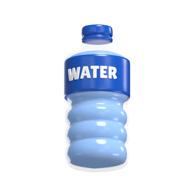  3D Mineral Water Bottle With Blue Label 3D Graphic