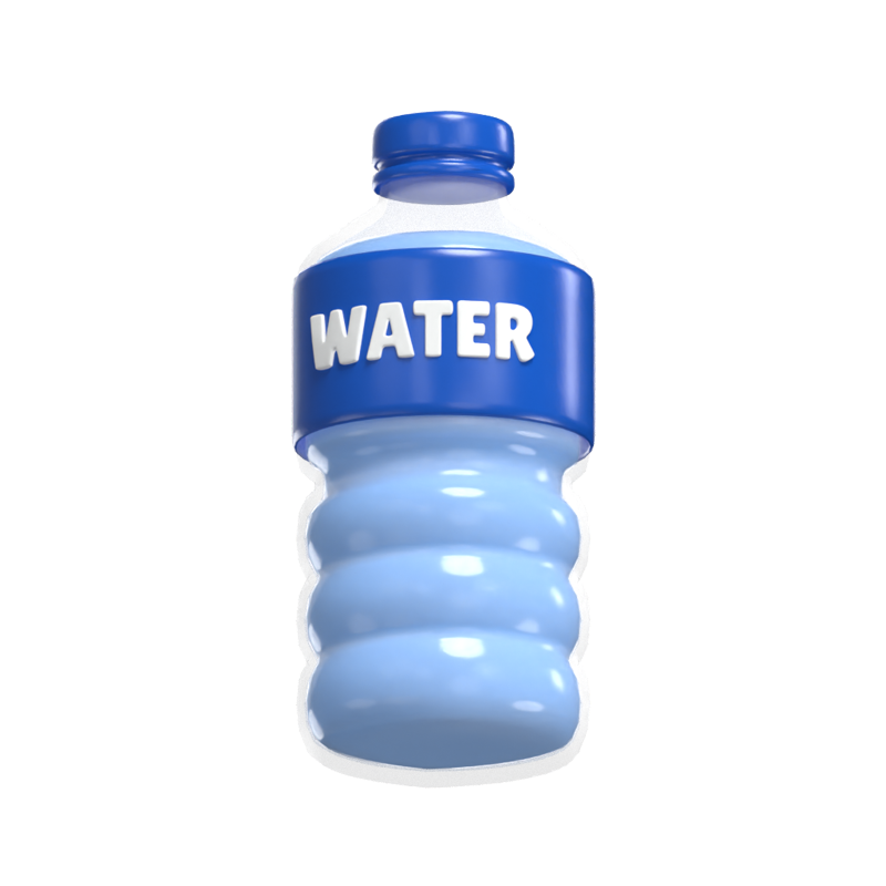  3D Mineral Water Bottle With Blue Label 3D Graphic