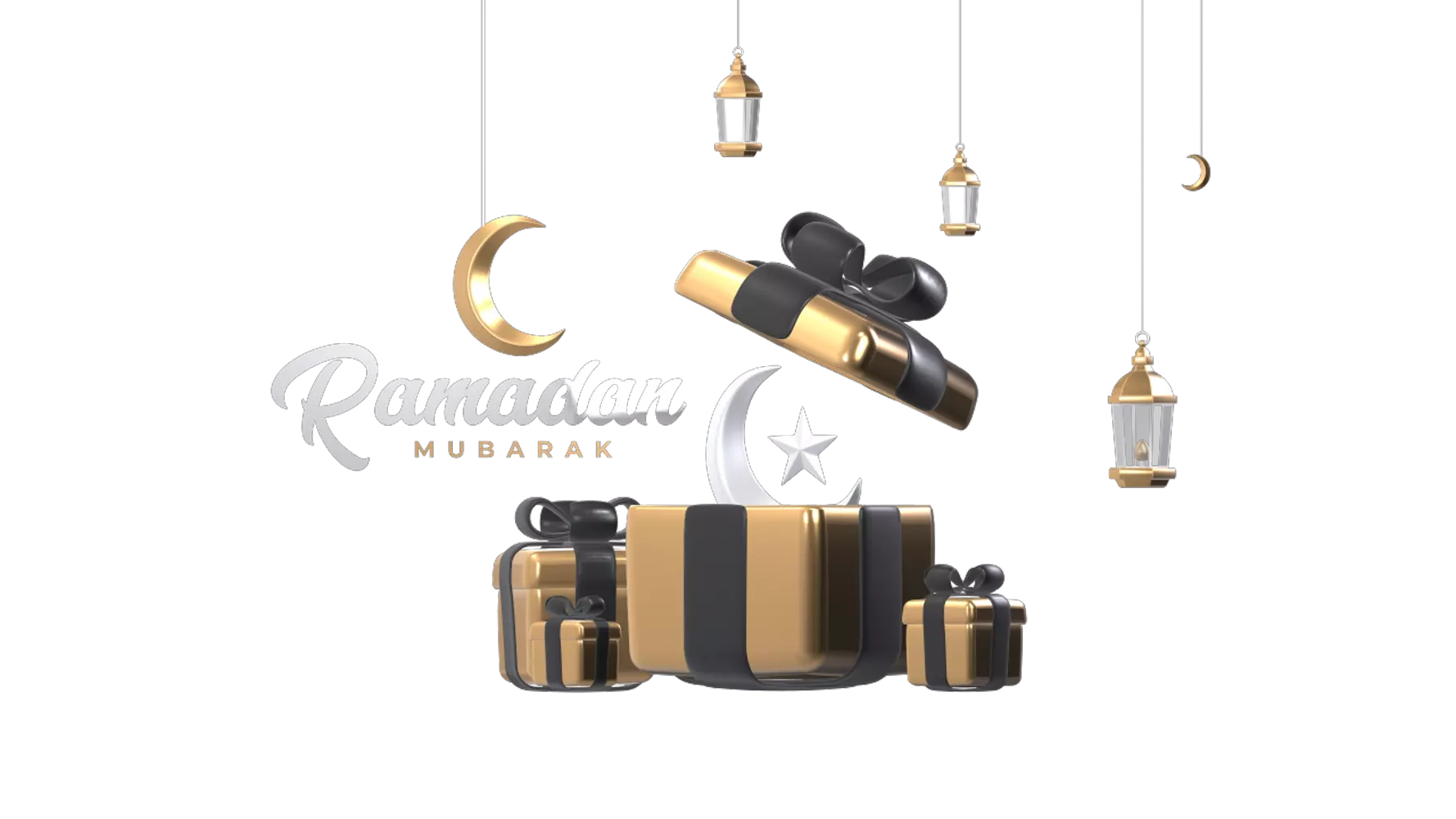 Moon In The Gift For Ramadan 3d scene--57326270-bc19-477c-87bf-4e3586657f24