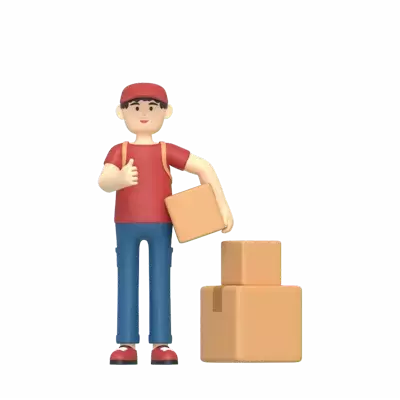 Delivery Man Thumbs Up 3D Illustration