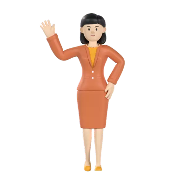Business Woman Waving Hand 3D Graphic