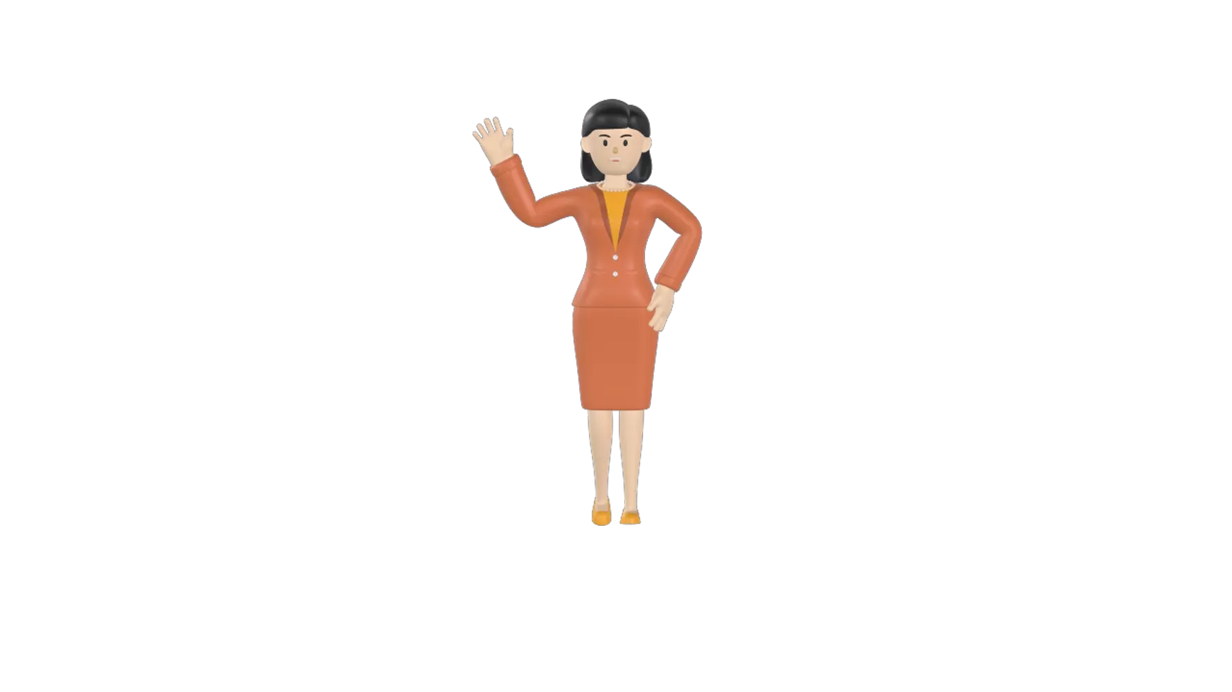 Business Woman Waving Hand 3D Graphic