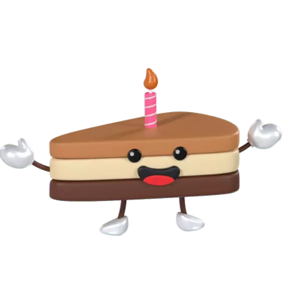 Cute Slice Of Cake 3D Graphic