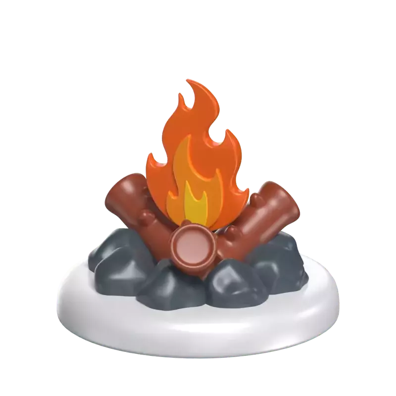 Bonfire 3D Model In Snow Terrain 3D Graphic