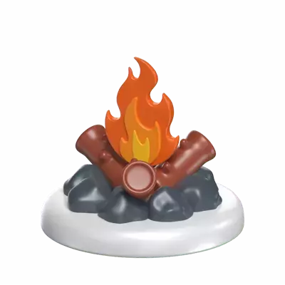 Bonfire 3D Model In Snow Terrain 3D Graphic