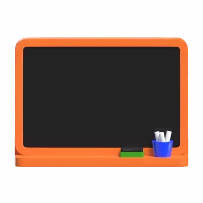 3D Blackboard With Chalk Model Traditional Learning Tool 3D Graphic
