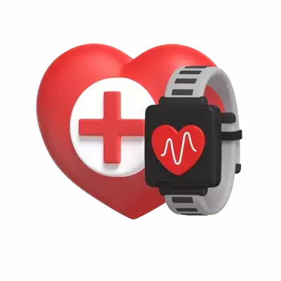 Heart Monitor Watch 3D Illustration