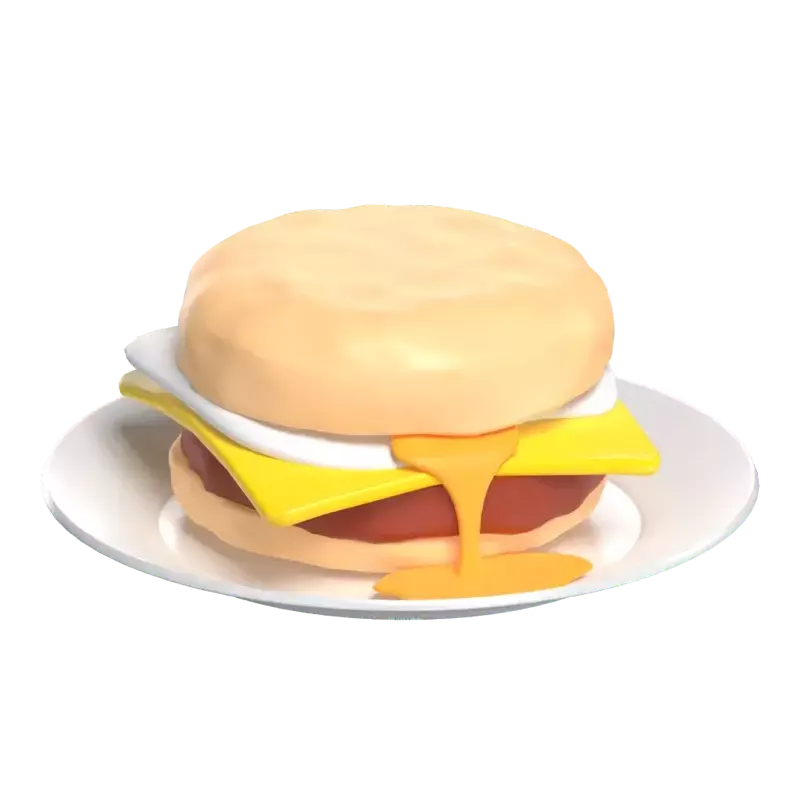 3D English Salty Muffin Pouring Melted Yolk By The Side Model Breakfast Bliss 3D Graphic