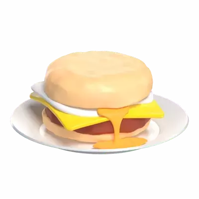3d english salty muffin pouring melted yolk by the side model breakfast bliss 3D Graphic