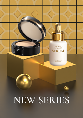 Luxury Poster for Beauty Product with Two Podiums 3D Template 3D Template