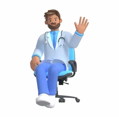 Male Doctor Sitting On Chair 3D Illustration