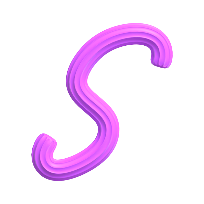 S   Letter 3D Shape Creamy Text