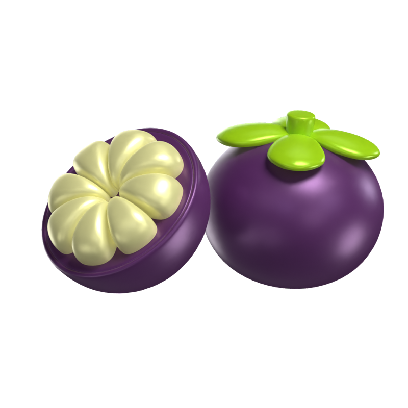 3D Mangosteen Model Fruit With Pulp Exposed 3D Graphic