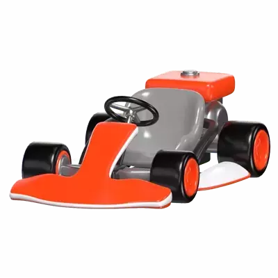 3D Orange Go Kart Model Racing Thrills On Four Wheels 3D Graphic