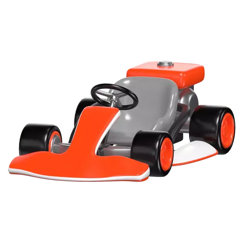 3D Orange Go Kart Model Racing Thrills On Four Wheels 3D Graphic