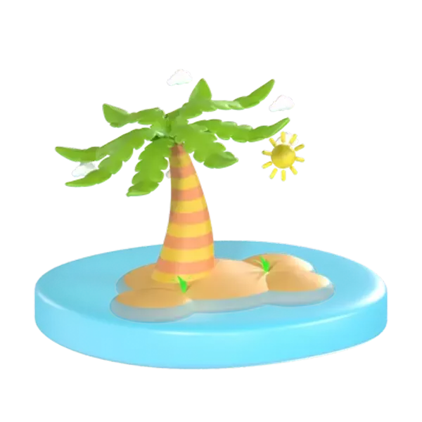 Island With Palm Tree 3D Graphic