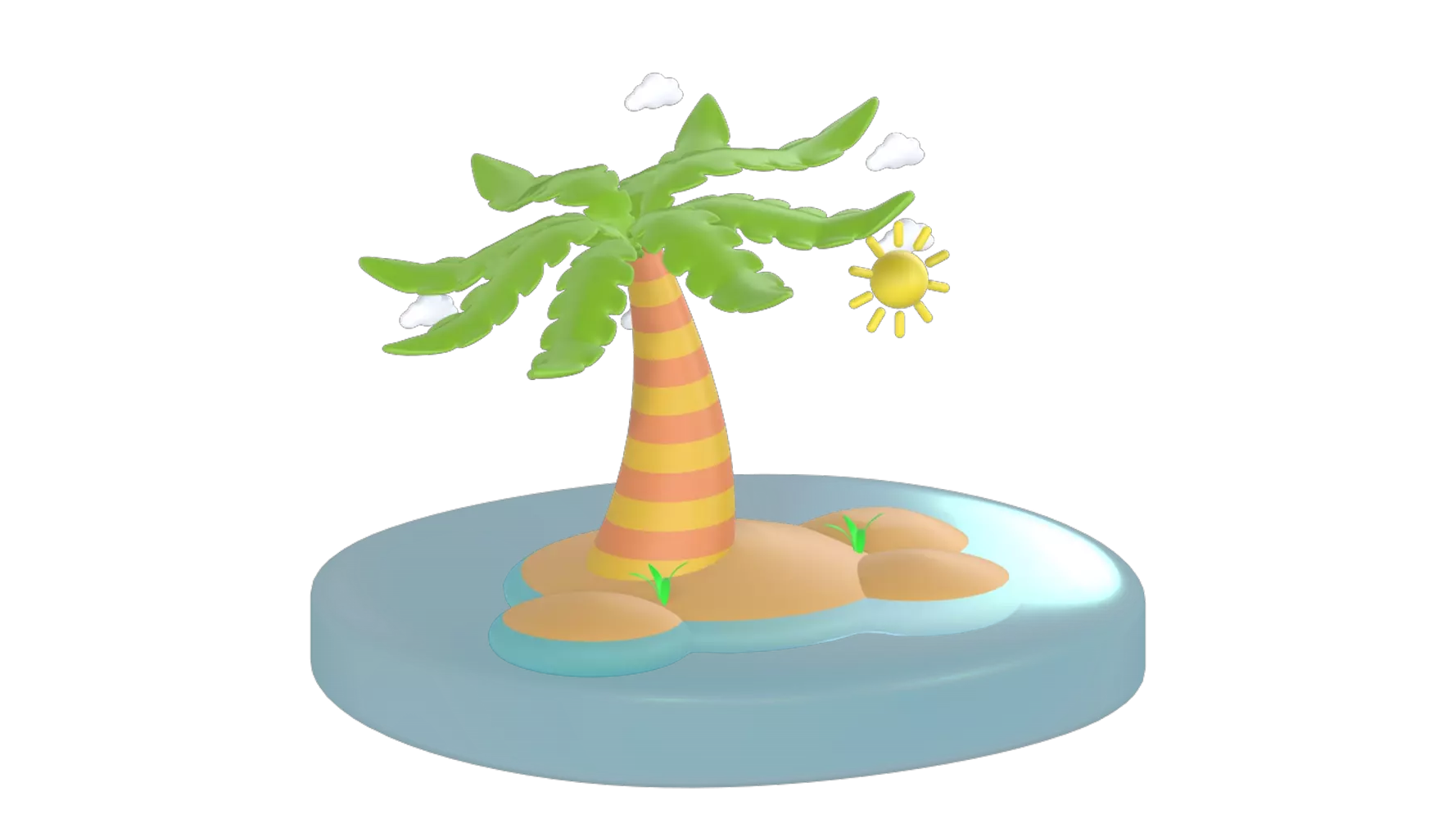 Island With Palm Tree 3D Graphic