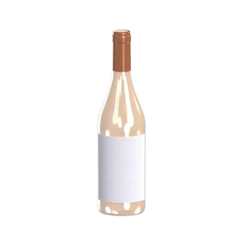 3D Elegant Wine Bottle With Brown Cap 3D Graphic