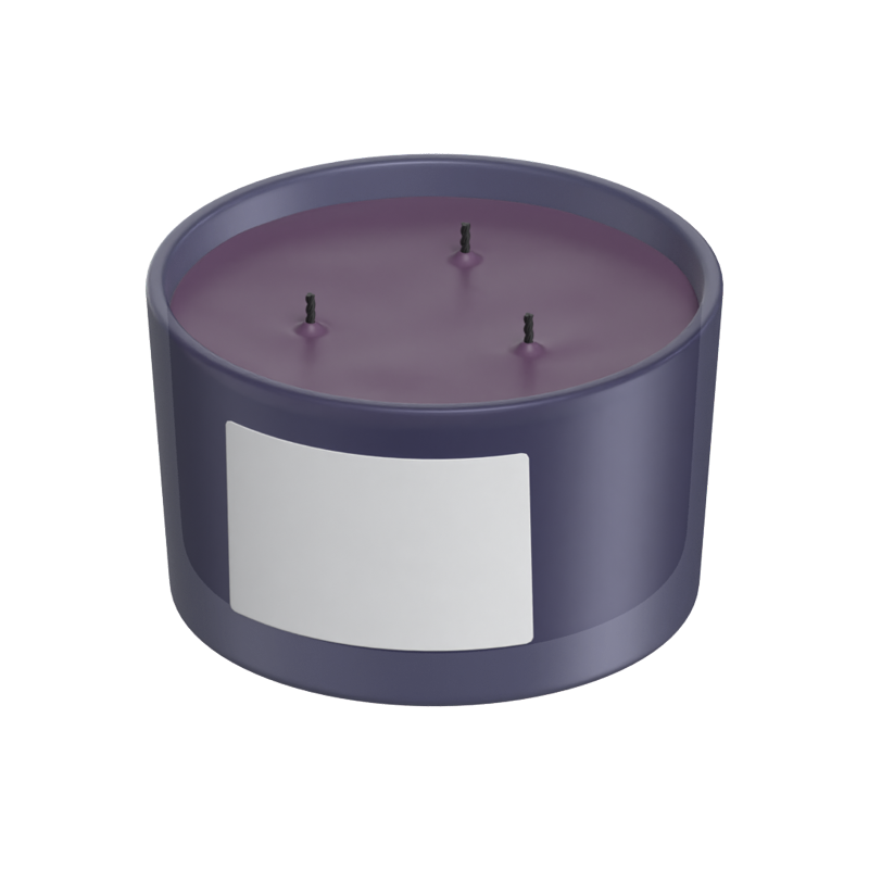 Lavender Candle Jar With Three Wicks & Label 3D Model 3D Graphic