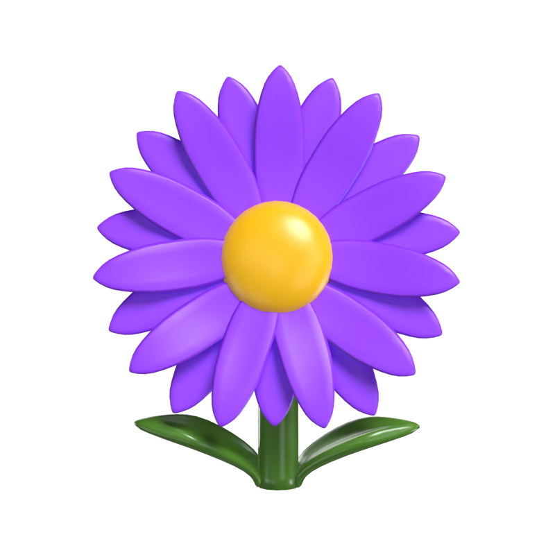 3D Aster Cute Purple Enchanting Floral Grace 3D Graphic