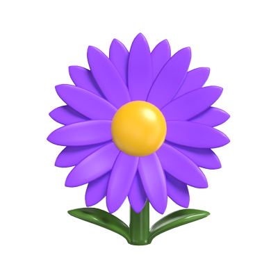 3D Aster Cute Purple Enchanting Floral Grace 3D Graphic