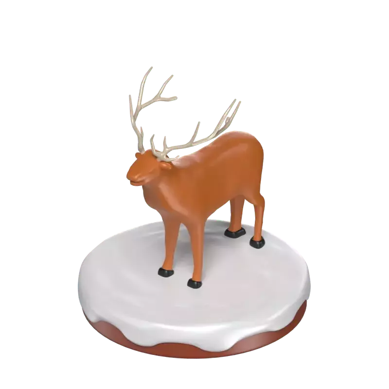 3D Reindeer On Round Base With Snow 3D Graphic