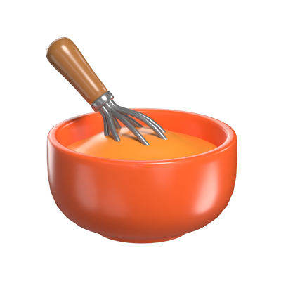 3D Baking With Whisk In A Bowl 3D Graphic