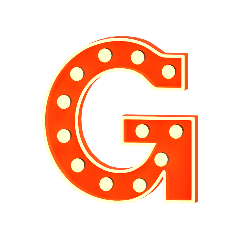 G Letter 3D Shape Marquee Lights Text 3D Graphic