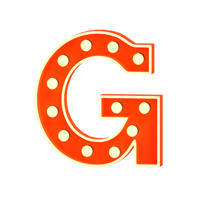 G Letter 3D Shape Marquee Lights Text 3D Graphic