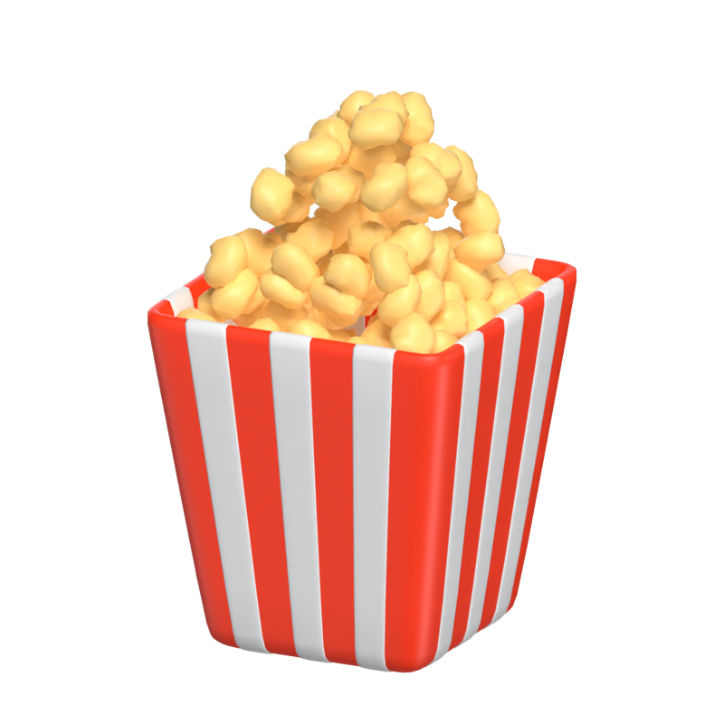  3D Popcorn Food While Watching Movies 3D Graphic