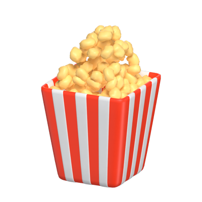  3D Popcorn Food While Watching Movies 3D Graphic