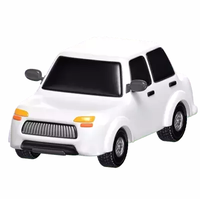 3D Model Of White Car Automotive  3D Graphic