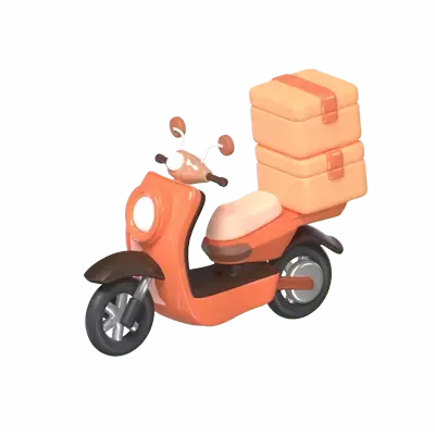 3d delivery scooter mit den boxen 3D Graphic