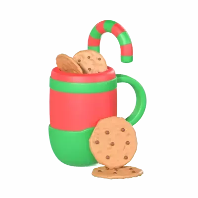 Christmas Mug And Cookie 3D Graphic
