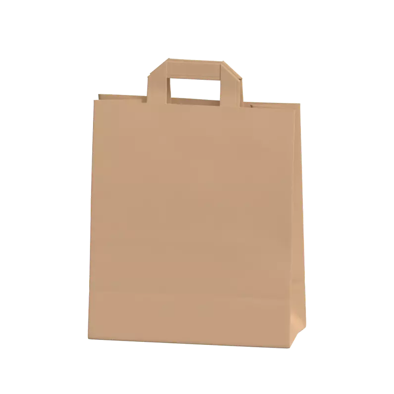 Large Craft Paper Bag With Handles 3D Model