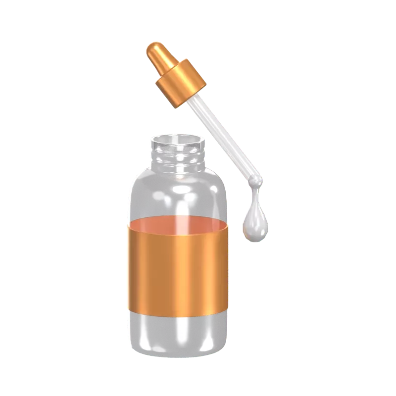 3D Serum With Golden Cap And Label 3D Graphic