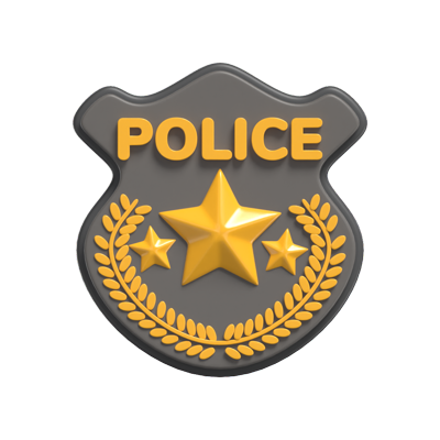 Police Badge 3D Icon Model With Stars 3D Graphic